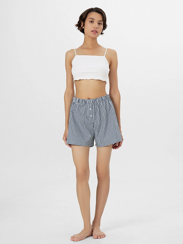 Шорты женские в синюю клетку виши - 4