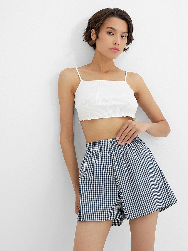 Шорты женские в синюю клетку виши - 5