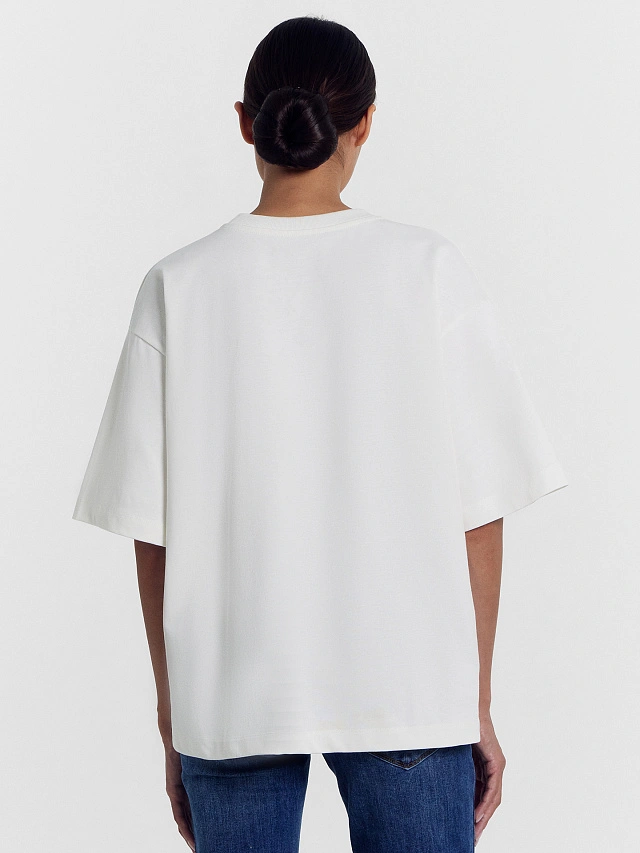 Футболка женская светло-молочная с печатью - 3