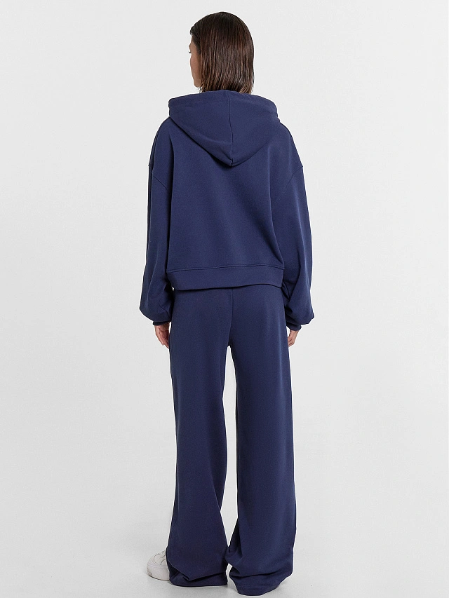 Комплект женский (худи, брюки) в темно-синем цвете - 2