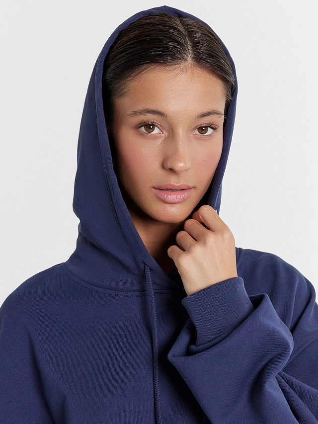 Комплект женский (худи, брюки) в темно-синем цвете - 3