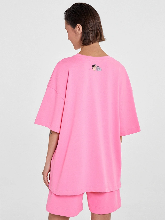 Футболка женская пастельно-розовая с печатью - 3