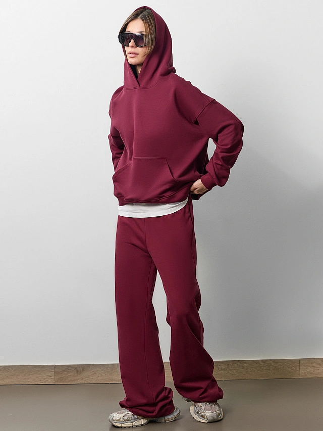 Брюки женские в винно-красном цвете - 13