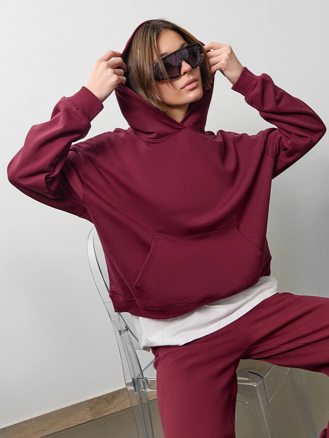 Брюки женские в винно-красном цвете - 16