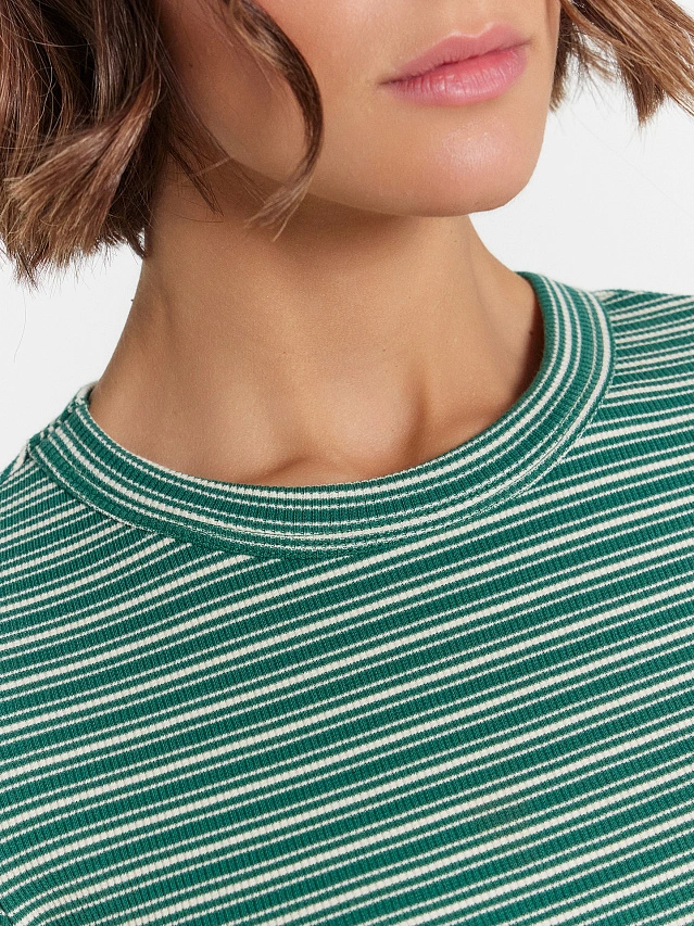 Джемпер женский темно-зеленый в полоску - 4