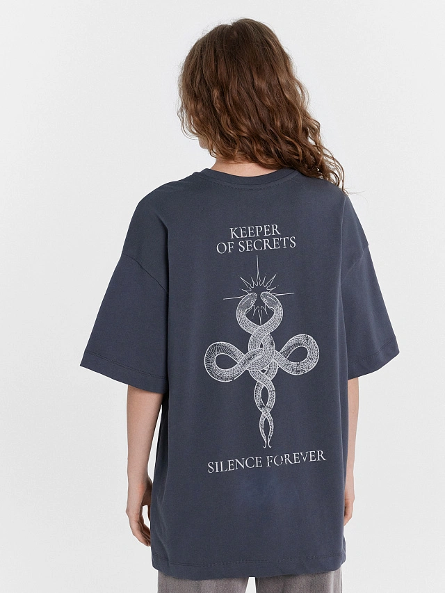 Футболка женская серая с печатью - 3