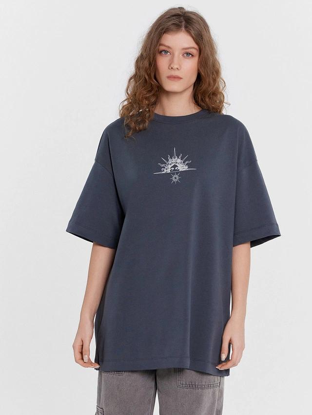 Футболка женская серая с печатью - 4