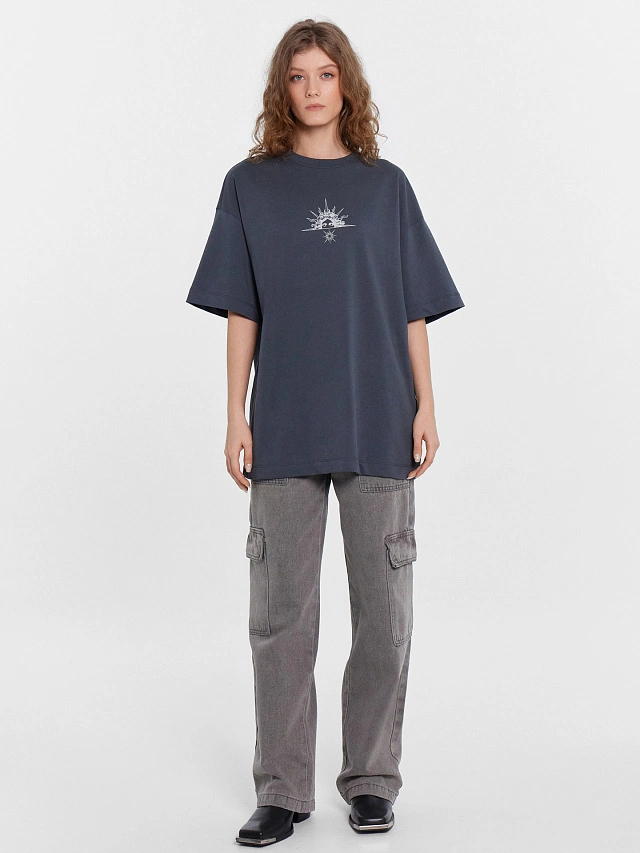 Футболка женская серая с печатью - 5