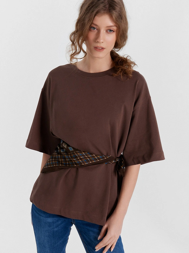 Футболка женская в цвете шоколадное мартини - 5