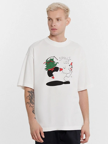 Футболка мужская белая новогодняя с печатью