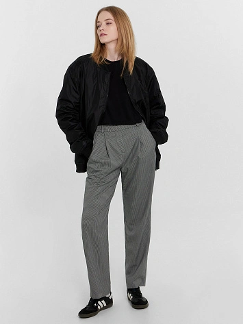 Брюки женские серые с паттерном "мелкая гусиная лапка"