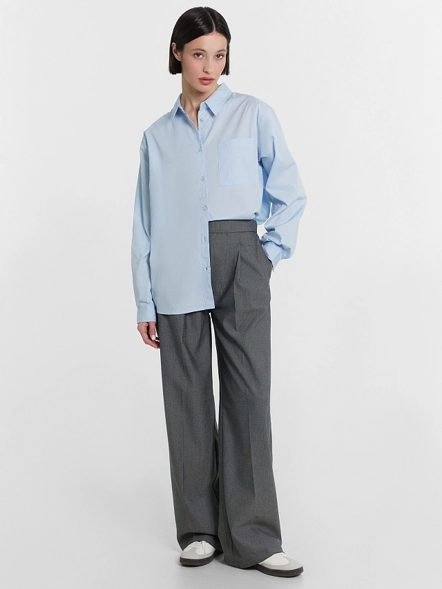 Брюки женские серые с паттерном "мелкая ёлочка" - 3