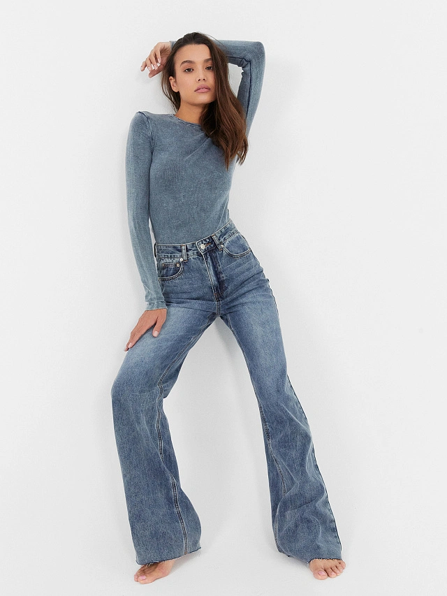 Джинсы женские wide leg fit синие - 8