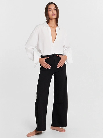 Джинсы женские wide leg fit черные