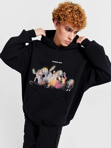 Худи мужское черное с печатью