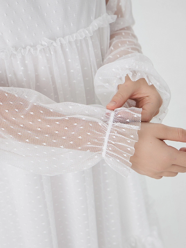 Платье для девочек в белом цвете с воланами - 6