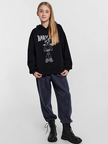 Брюки для девочек серые с обработкой эйсид