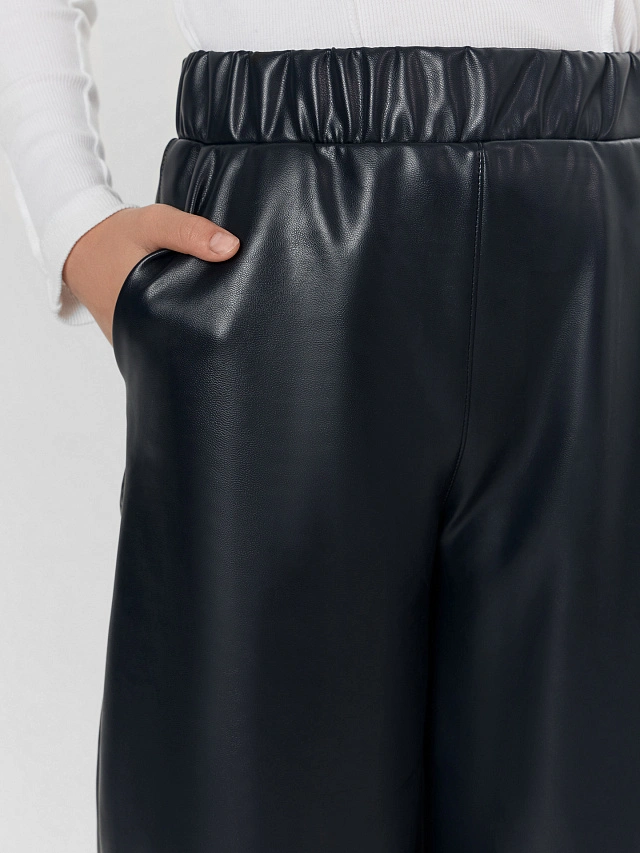 Брюки кожаные для девочек черные - 6