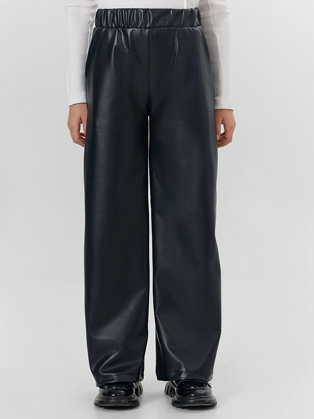 Брюки кожаные для девочек черные - 3