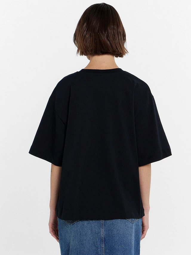 Футболка женская оверсайз черная с принтом - 2