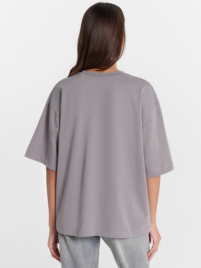 Футболка женская серая оверсайз - 2