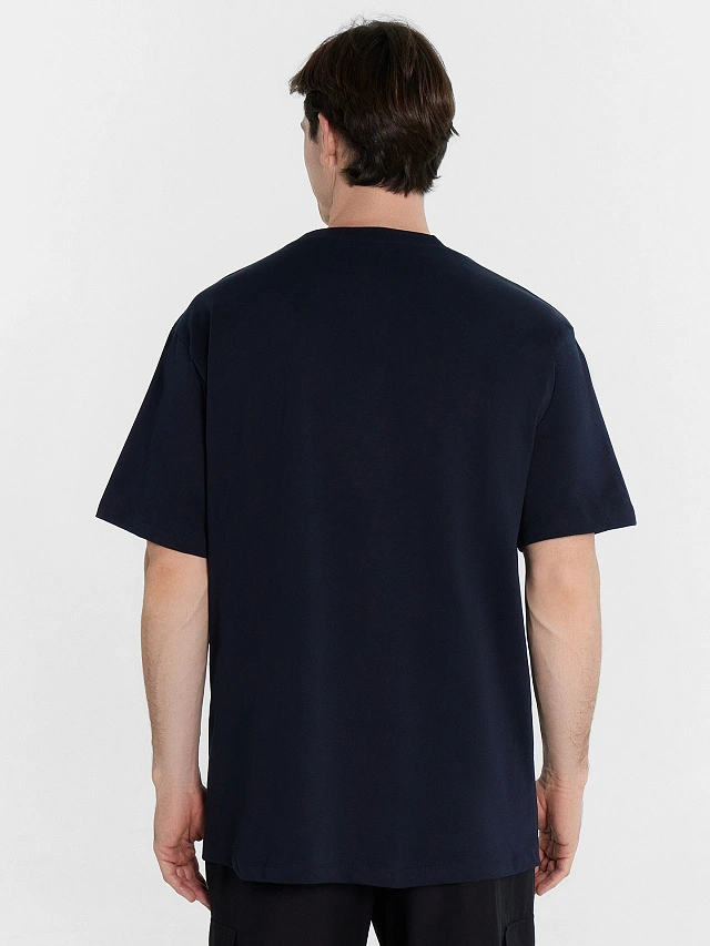 Футболка мужская синяя с принтом - 2