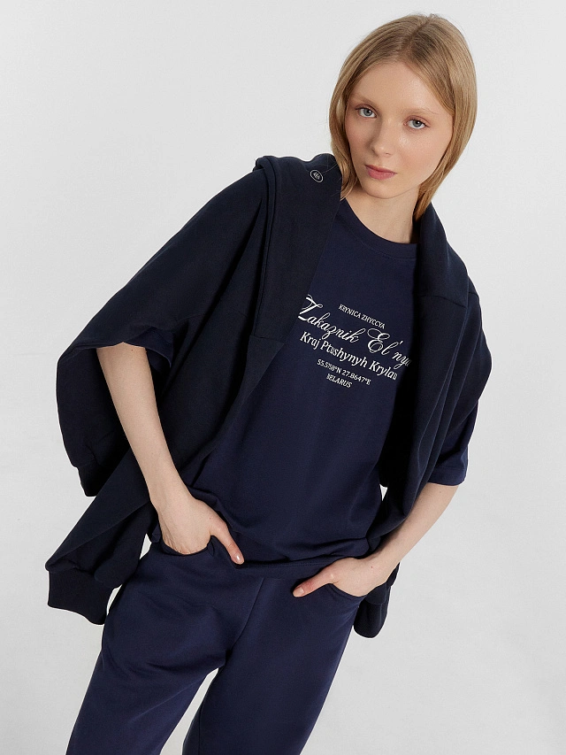 Футболка женская синяя из коллекции «Zakaзnik El’nya / Заказник Ельня» - 7