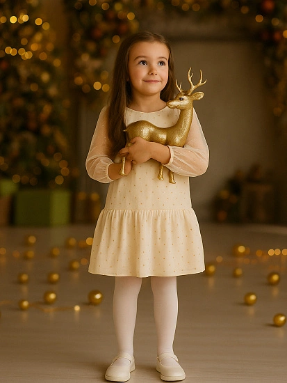 картинка Платье для девочек нарядное с блестящими сердечками  от известного бренда одежды для девочек Mark Formelle