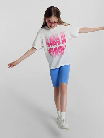 Футболка для девочек белая с надписью "always be yourself"