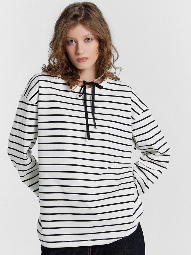 Лонгслив женский в полоску - 6