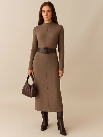 Платье женское коричневое