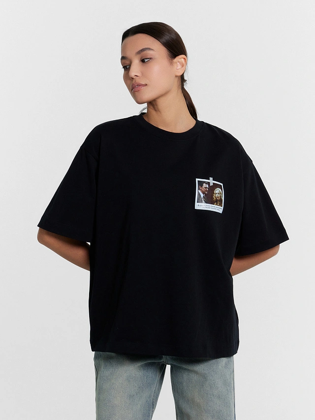 Футболка женская черная с принтом по мотивам фильма "Ирония судьбы, или с легким паром!"" - 3