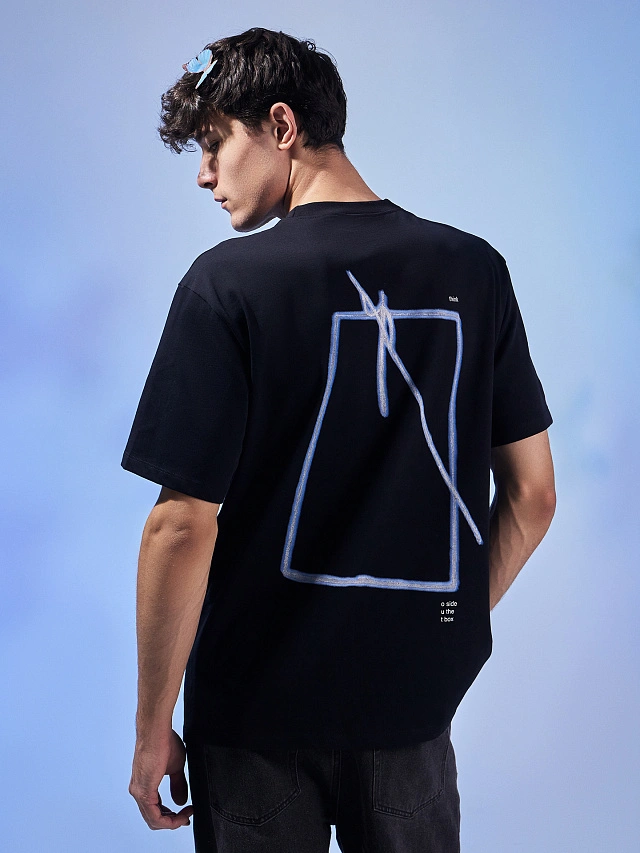 Футболка мужская черная с принтом - 2