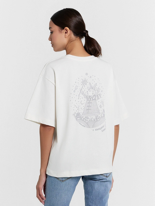 Футболка женская белая с рождественским принтом - 2