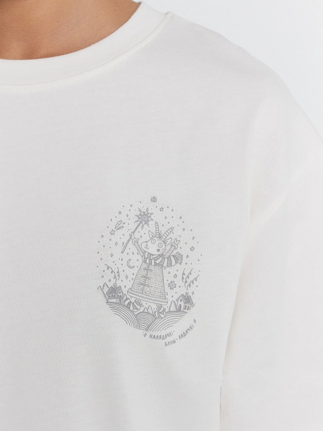 Футболка женская белая с рождественским принтом - 4