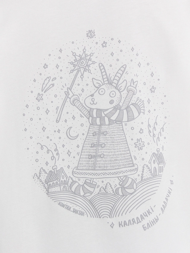Футболка женская белая с рождественским принтом - 5