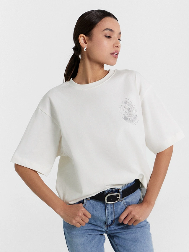 Футболка женская белая с рождественским принтом - 6