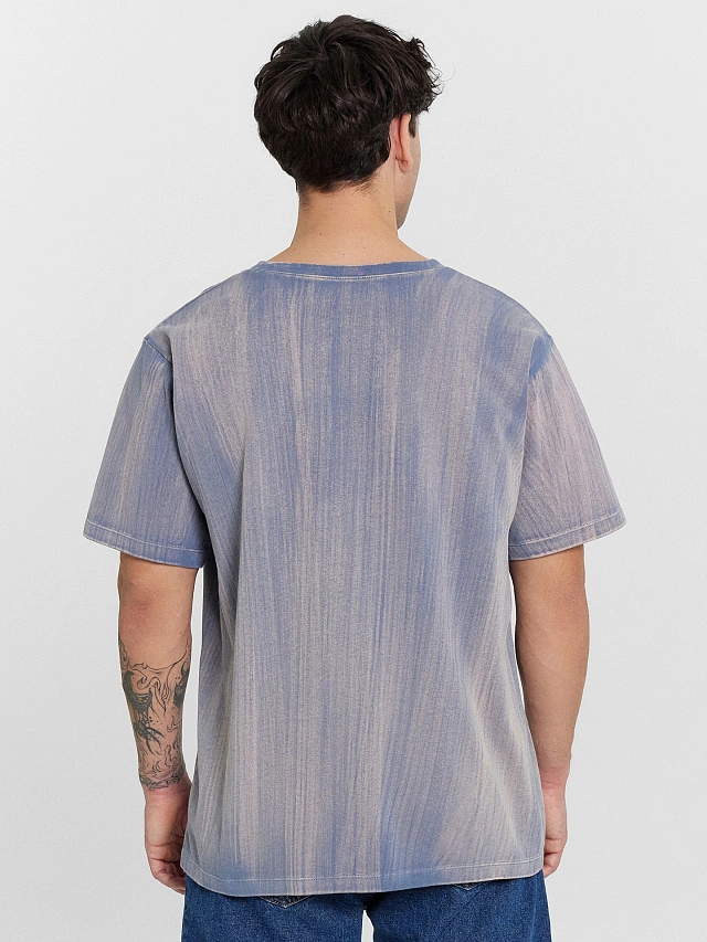 Футболка мужская оверсайз синяя с эффектом "варка" - 2