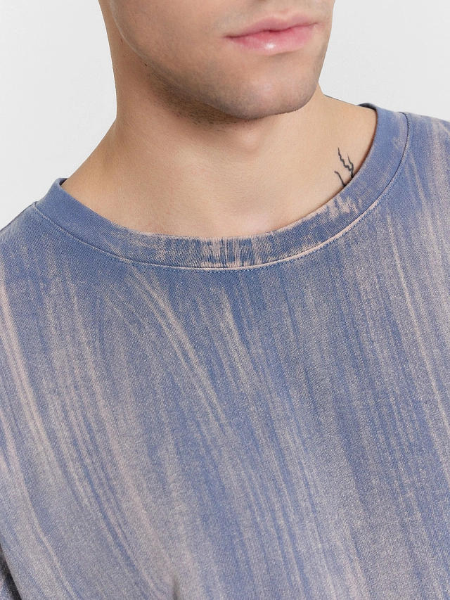 Футболка мужская оверсайз синяя с эффектом "варка" - 4