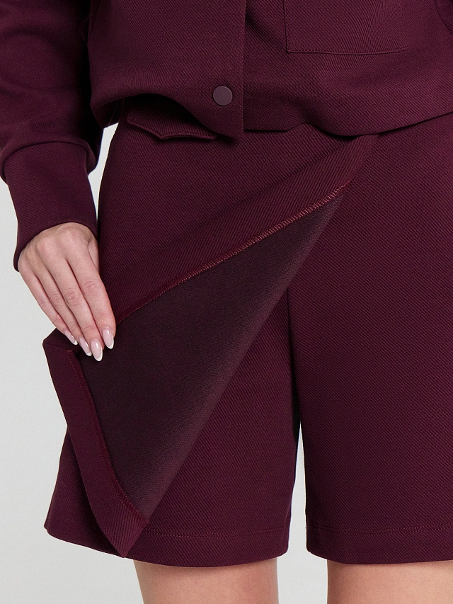 Шорты-юбка женские бордовые - 5