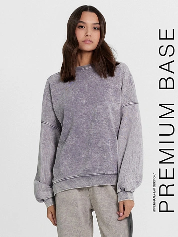 Свитшот женский серый с эффектом эйсид