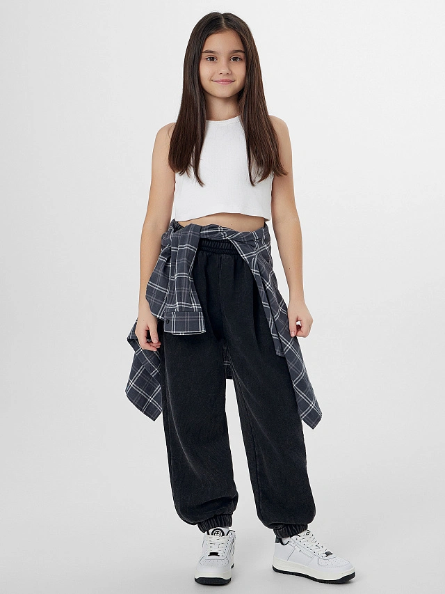 Брюки для девочек черные с обработкой эйсид - 5