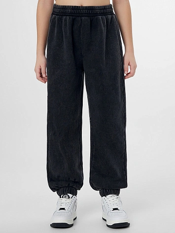 Брюки для девочек черные с обработкой эйсид