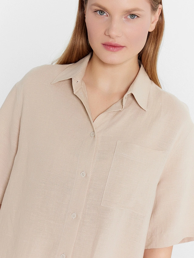 Рубашка женская бежевая - 4
