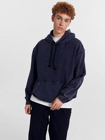 Худи мужское черное с обработкой эйсид