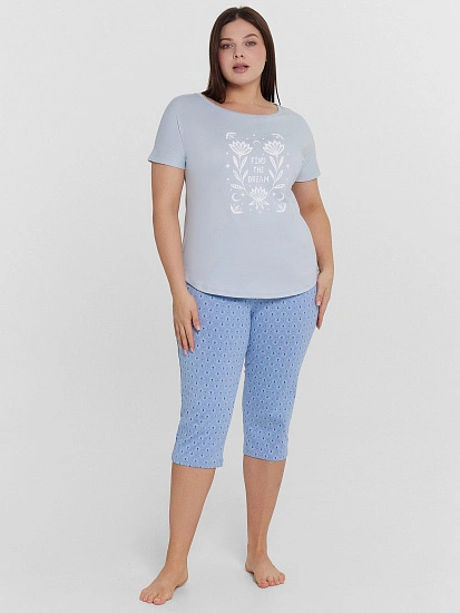 картинка Пижама женская голубая с принтом "Find the dream" от магазина стильной одежды Mark Formelle
