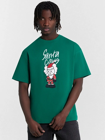 Футболка мужская зеленая с новогодним принтом