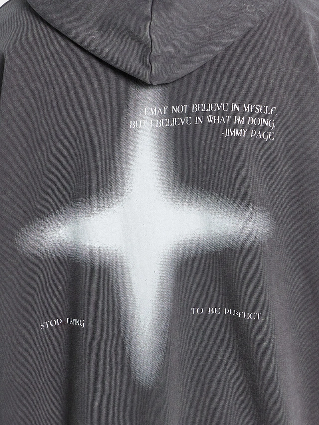 Худи мужское серое с принтом на спинке - 7