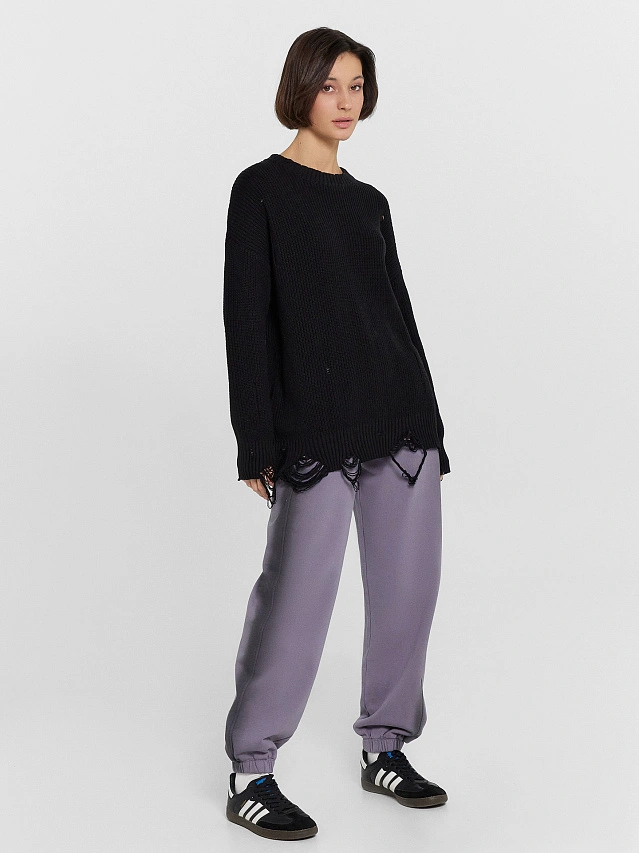 Брюки джоггеры женские серые с обработкой эйсид - 5