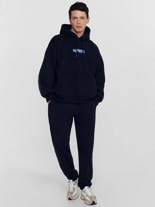 Худи мужское черное с принтом и надписью "Inspiration" - 5